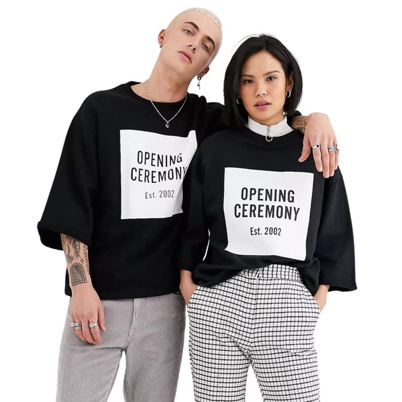 ⚫️⚪️ Opening Ceremony Unisex Cut Off Boxy Logo Sweater - Picture 2 of 9